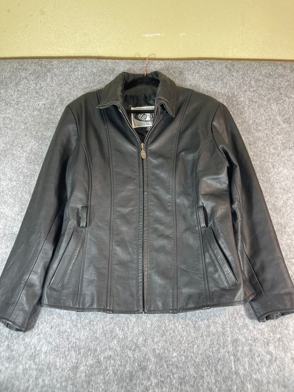 Vintage Z1R Leather Moto Jacket Womens Size 14 Full Zip Streetwear Biker Black